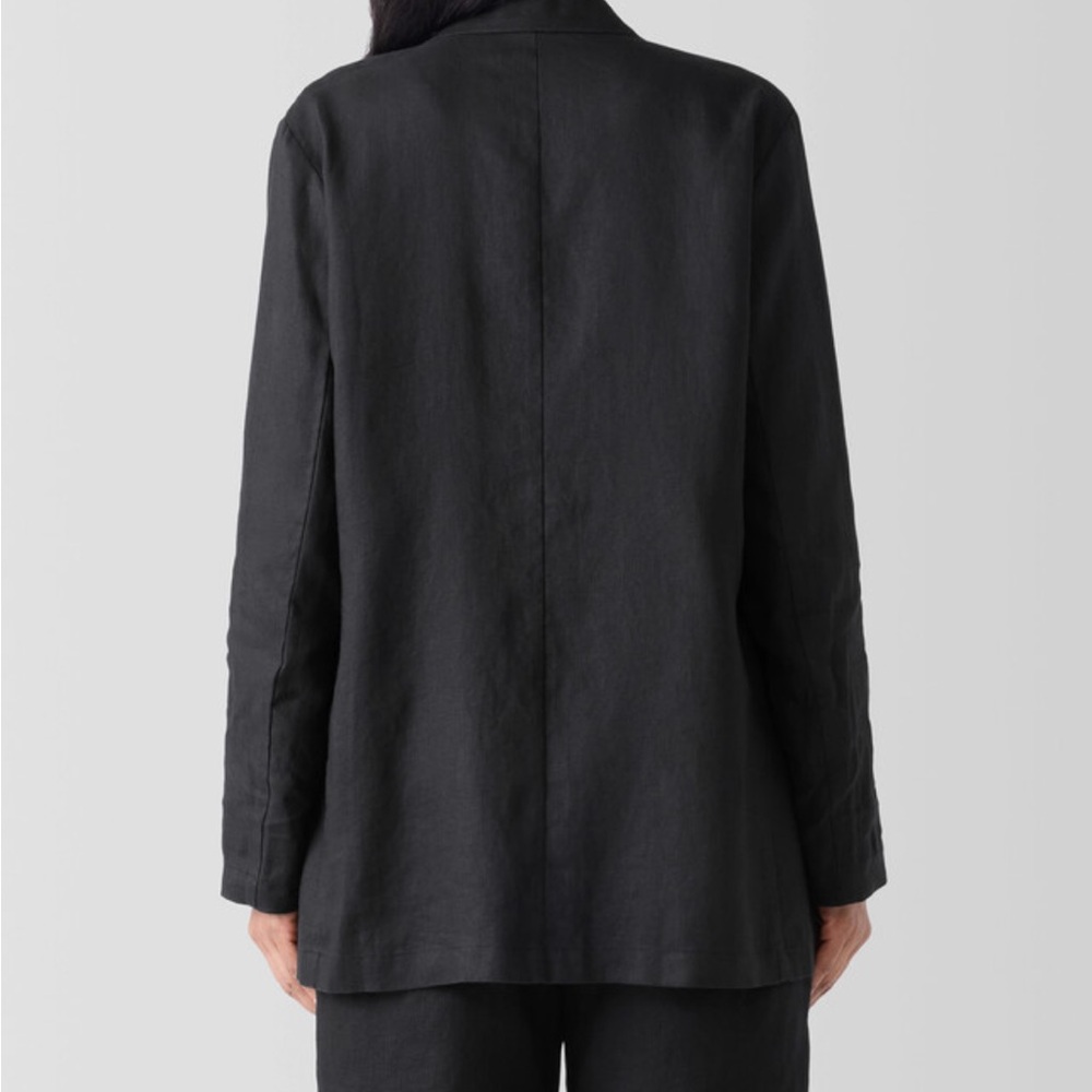 Eileen Fisher Organic Linen Long Blazer Black XL - Picture 5 of 13